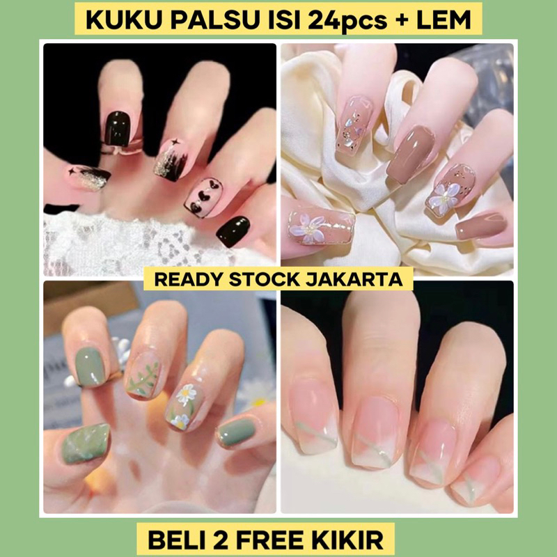 Part 4 COD SALE KUKU PALSU 24pcs Free Lem kuku Free kikir Kuku nailart kutek halal fake nails kuku sholat