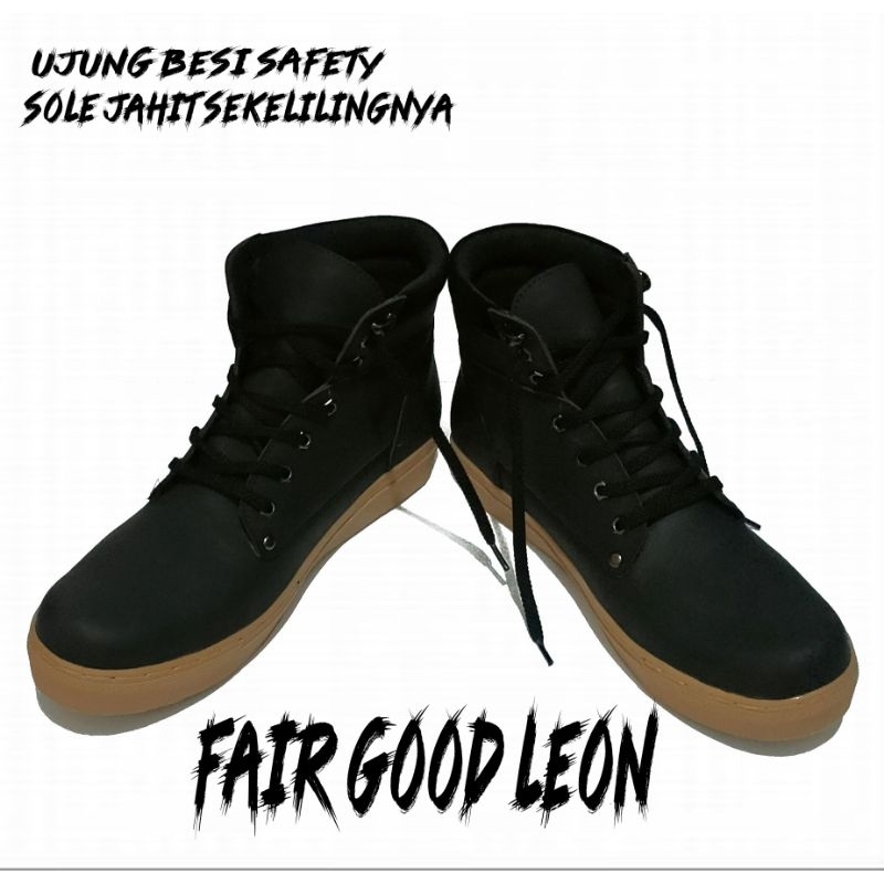 Boots Safety Shoes -  Leon | Sepatu Boots Pria Safety Original Fair Look Leon Kerja kuliah Traveling Gaya Trendy ( ujung besi )