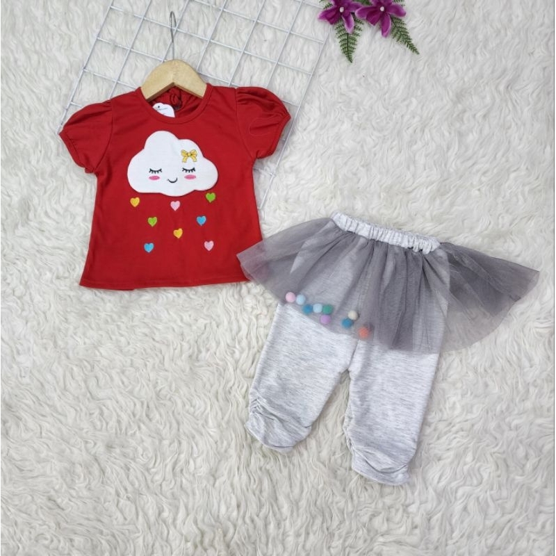 Baju bayi perempuan Set celana tutu baby *pompom*