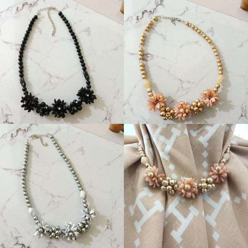 Kalung Hijab Mutiara Kristal Kalung Choker Daily Hijab