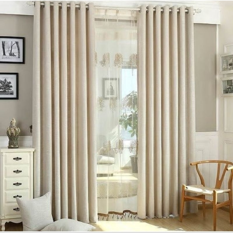 Gorden blackout polos imfor abu coklat hijau merah gorden smokring silver