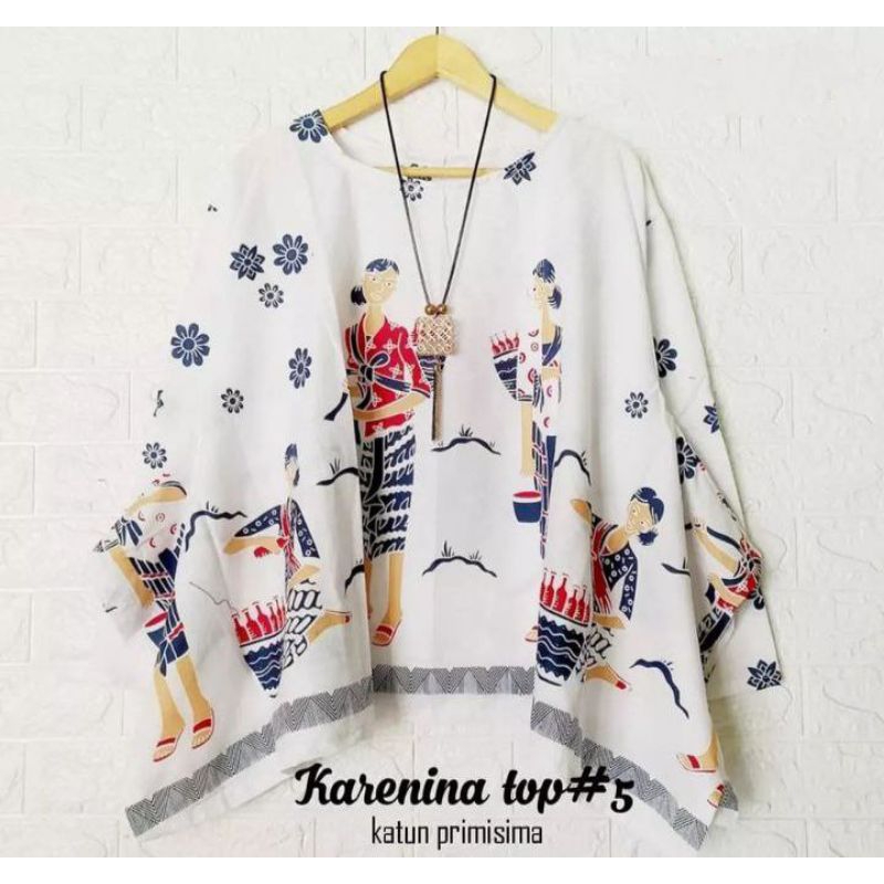 blus batik kelelawar jamu gendong putih