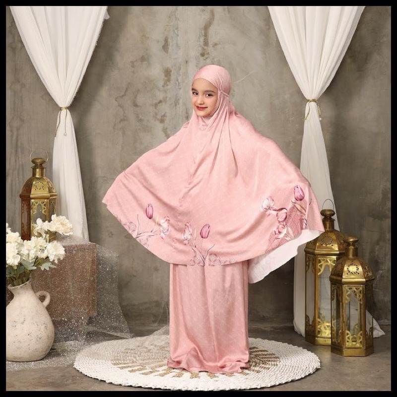 Mukena Anak Premium Monogram Mukenah Satin silk