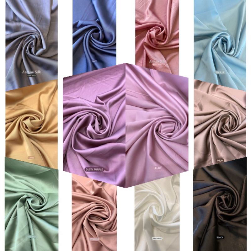 Bahan Saten Armany Silk Premium Quality / Kain Satin Armani 100% Silk Original / Silk Sutra Armani /