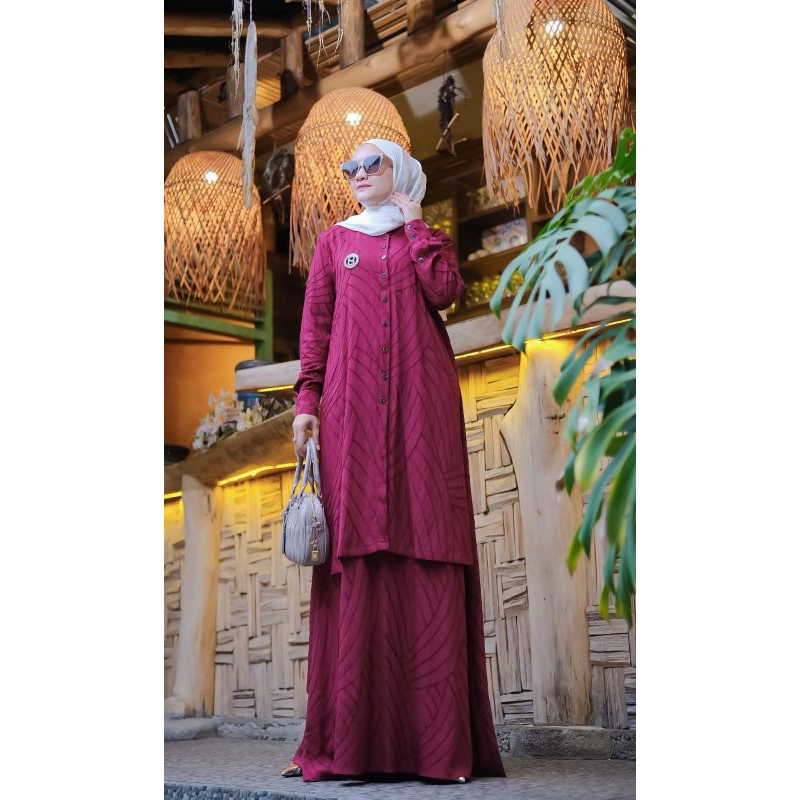 gamis senada 2 layer dress by brainly bee