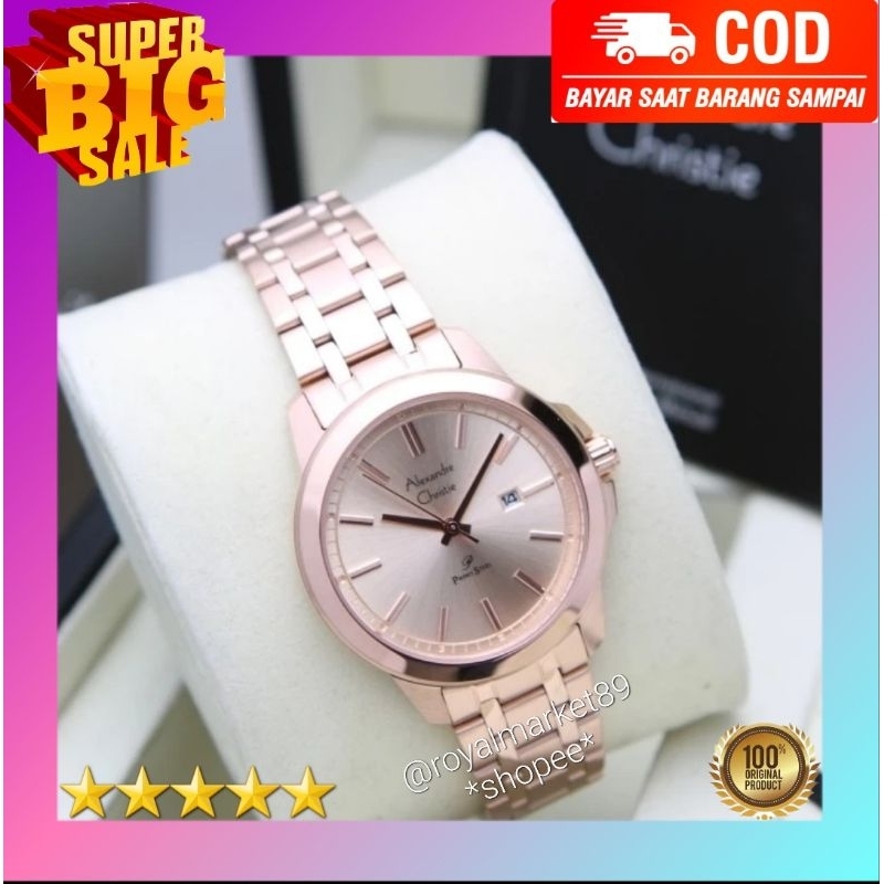 [PILIHAN WARNA LAIN GESER FOTONYA] ORIGINAL JAM TANGAN WANITA ALEXANDRE CHRISTIE ANALOG RANTAI STAIN