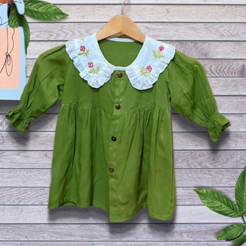 Baju anak perempuan atasan geana renda rayon polos