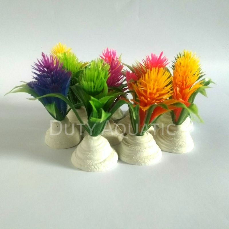 Hiasan Aquarium Akuarium Mini Ikan Hias Daun Tanaman Pohon Plastik 02
