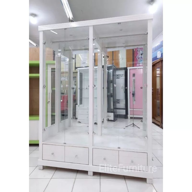 Lemari Baju 4Pintu Gamis Gantungan , Lemari Pakaian Full Gantungan Putih , Lemari Gantungan Baju GAM