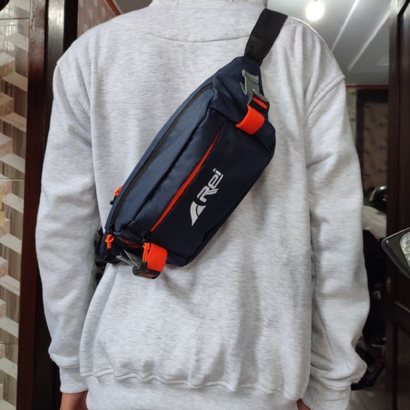 Tas Waistbag Pria Outdoor logo bordir bahan premium distro