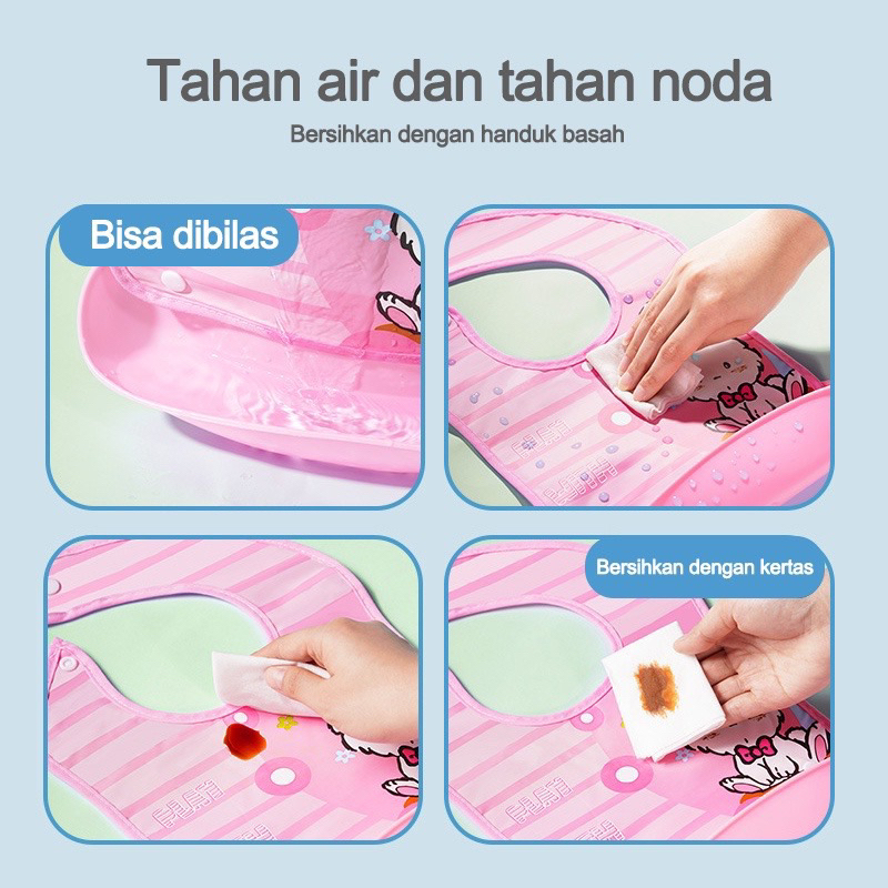 SLABBER SILIKON PLASTIK LEPAS PASANG/ CELEMEK MAKAN BAYI ANTI AIR