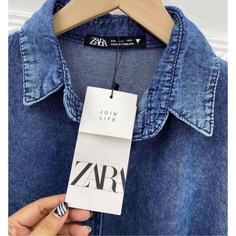 kemeja  zara denim prenium