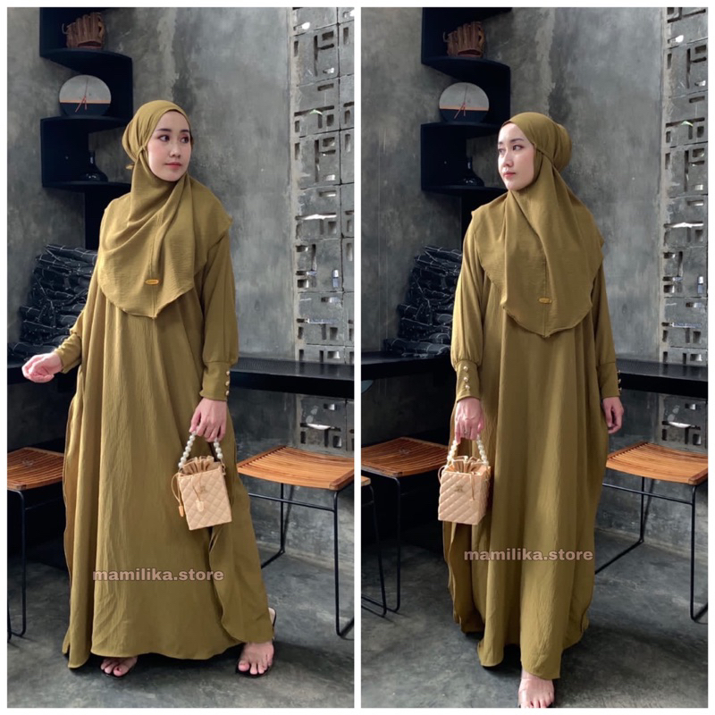 ABAYA SET KHIMAR LAUDYA CRINKEL AIRFLOW