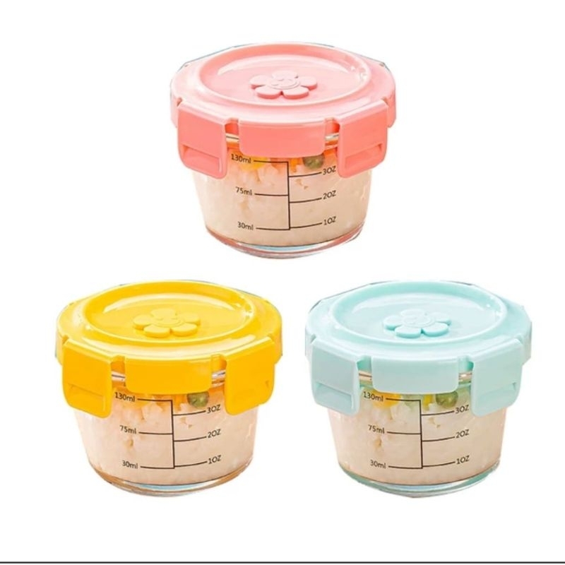 Tempat Mpasi Kaca Wadah Mpasi Kaca Penyimpanan Mpasi Glass Baby Food Container Kotak Mpasi Kaca BPA Free Food Container Glass Tempat Penyimpanan Makanan Mpasi