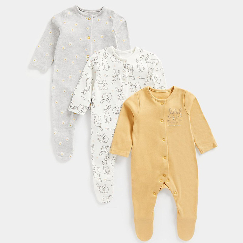 Sleepsuits Mothercare SALE - Rabbit My little family yellow grey