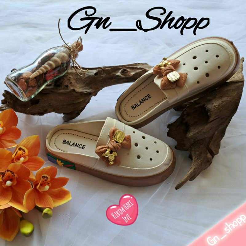 Sandal Sepatu Wanita Motif Pita &amp; Rantai Terbaru Balance 039-1L