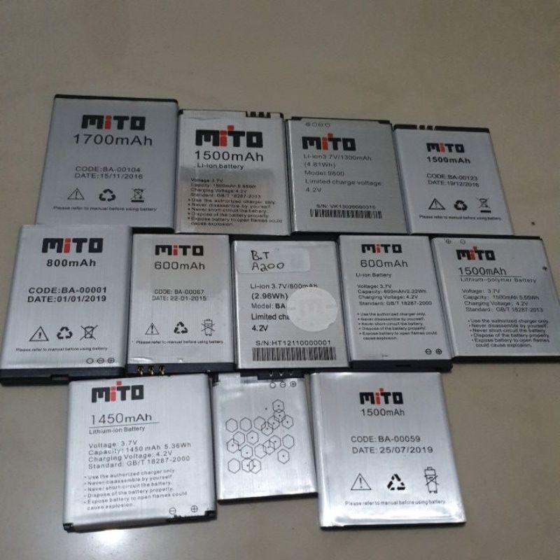 Baterai Mito Lithium Polimer 500 600 800 1700 1500