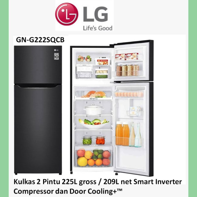 kulkas 2pintu LG GN-G222SQCB /Kulkas LG smart inverter door cooling+(khusus batam saja)