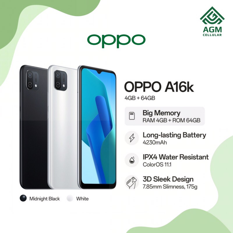 HANDPHONE OPPO A16K RAM 4GB/64GB (White)