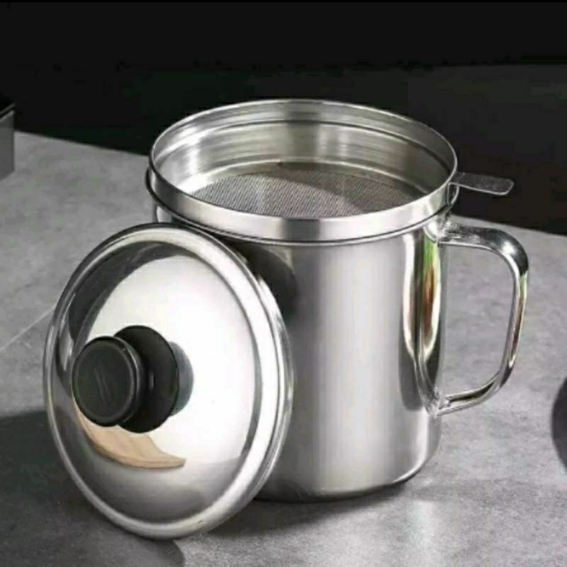 Premium Stainless Gelas Cangkir Saringan Kopi Santan Minyak Goreng Teh Oil Filter Pot