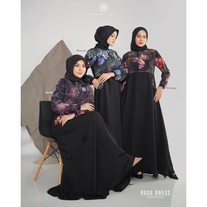 ROSE DRESS WANITA BEST SELLER ORIGINAL BY NADHEERA LUXURY