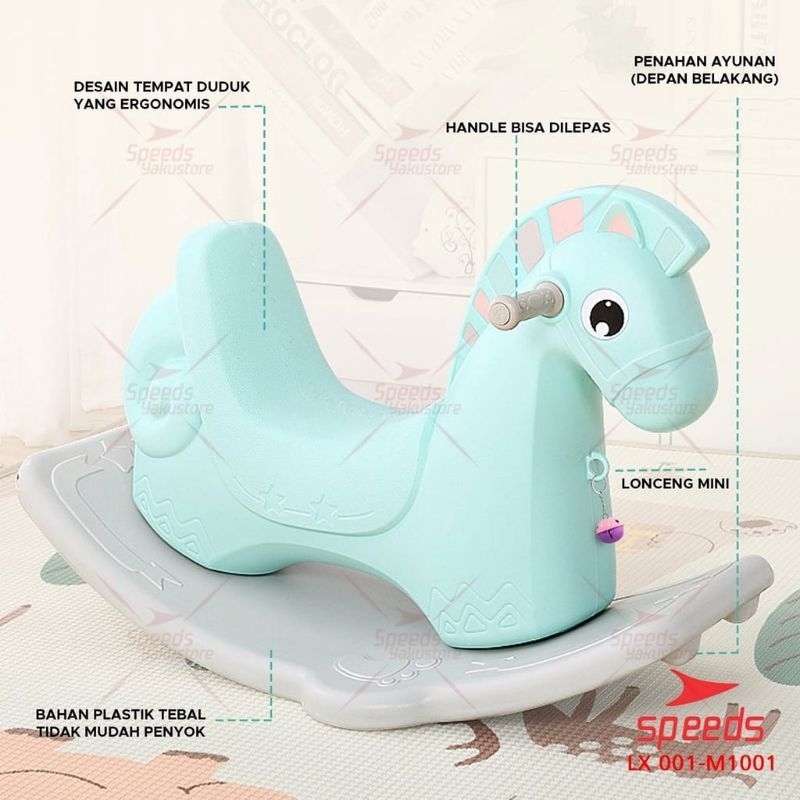 SPEEDS Mainan Anak Kuda Rocking Horse Mainan Kuda Prosotan Jungkat Jungkit M1001