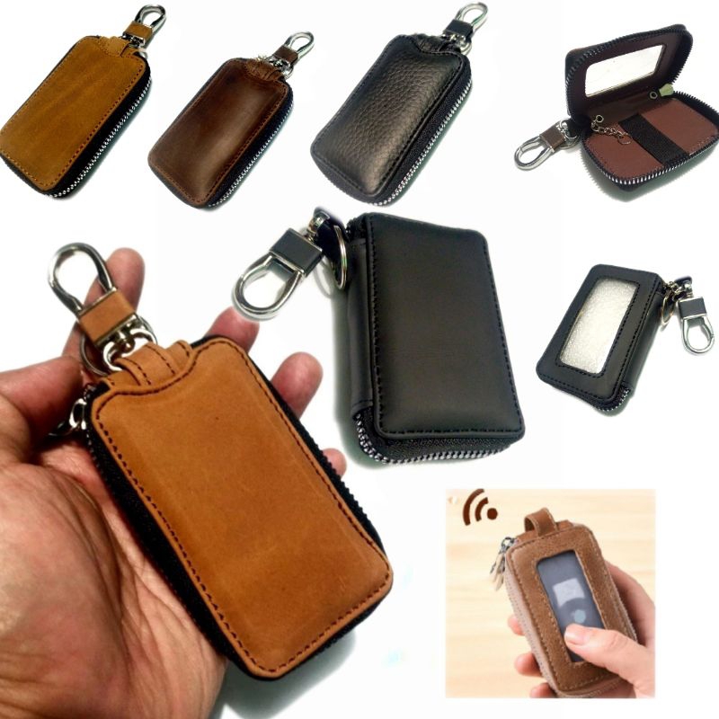 dompet kunci remote mobil keyless kulit asli universal model polos  - dompet stnk mobil