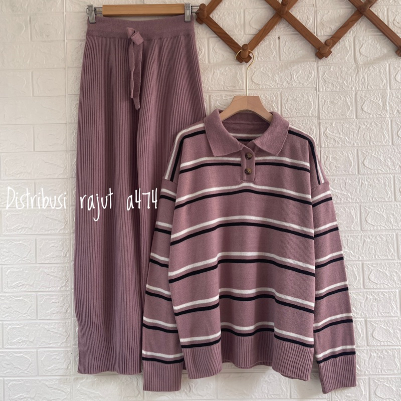 ONESET SWEATER MILKA SETELAN CELANA KULOT RAJUT WANIATA