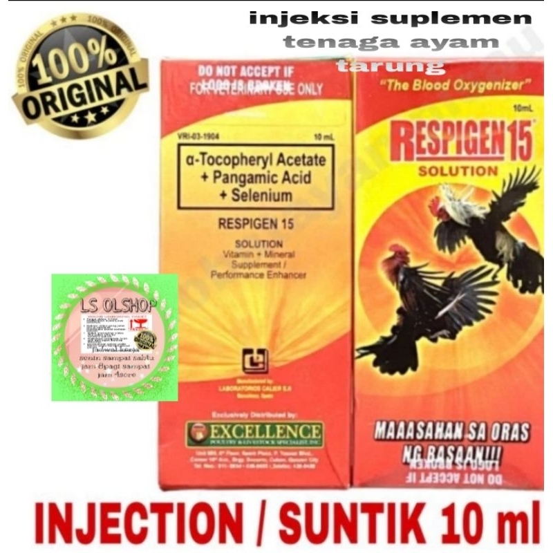 1 BOTOL RESPIGEN 10 ML OBAT AYAM RESPIGEN15 SOLUTION THE BLOOD OXYGENIZER SUPLEMEN AYAM TARUNG BERSTAMINA TAHAN LAMA ORI IMPOR PHILIPINE