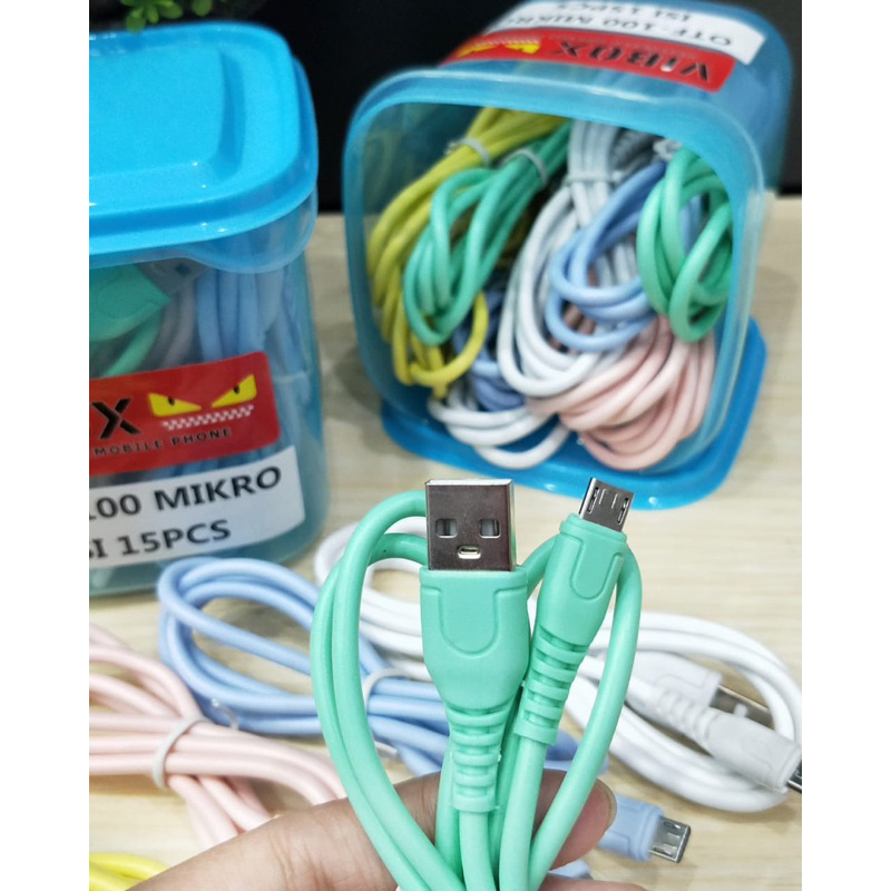 KABEL DATA TOPLES MICRO 3A 100CM MACARON OTF-100  ISI 15PCS