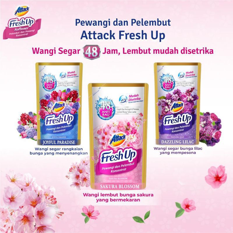 Attack pewangi dan pelembut konsentrat fresh up sakura blossom 680 ml