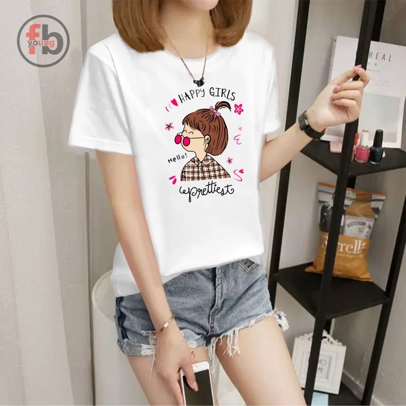 fbyoung kaos atasan wanita/t-shirt wanita Korean kekinian lengan pendek