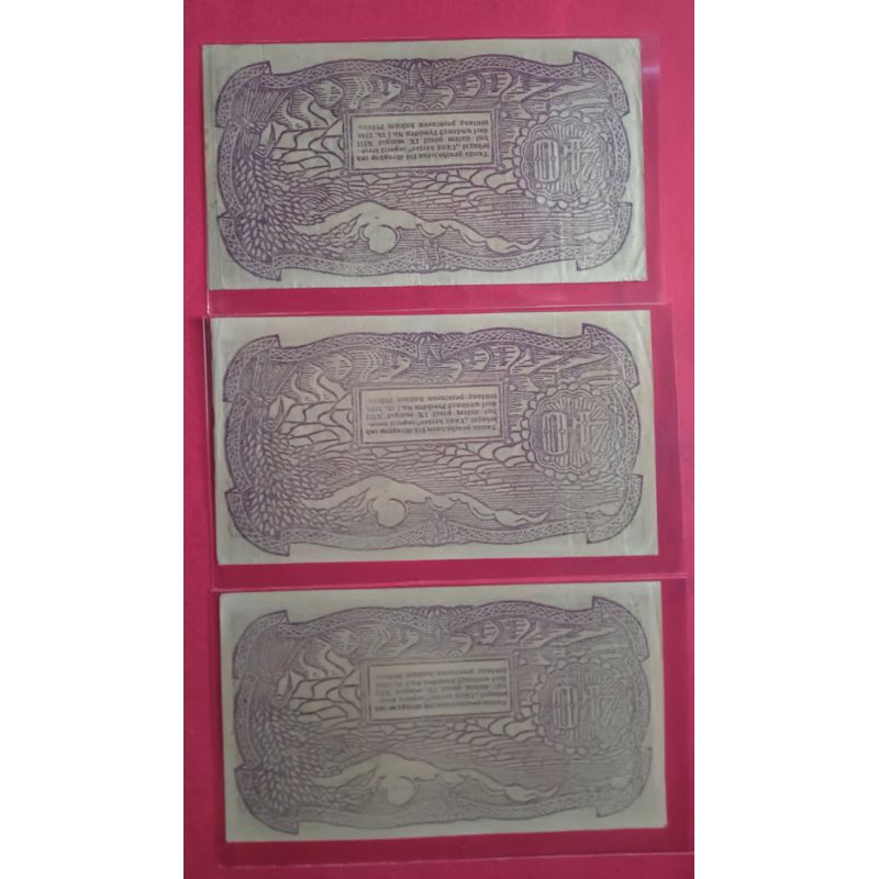 Langka 3 Lembar Uang Kuno ORIDA 40 Rupiah TJURUP 1949 Nomer Seri Urut Loncat UNC