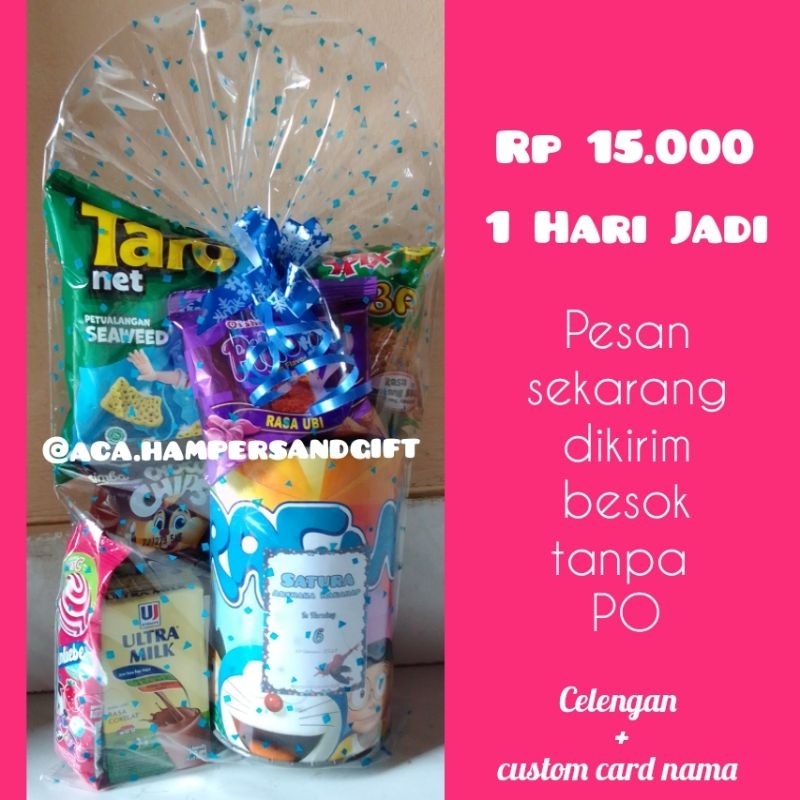 

paket Snack ulang tahun anak / paket ulang tahun anak custom nama / souvenir celengan ulang tahun