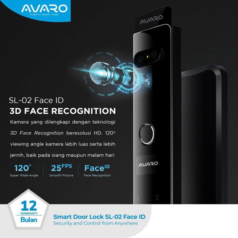 Avaro Smart Door Lock SL-02 Face Id kunci pintar Otomatis App Original