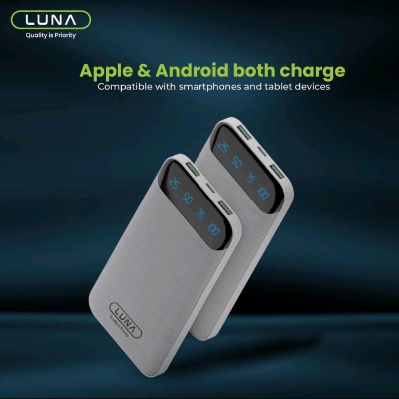 PC-2R Powerbank Luna 10000 mAh Fast Charging Dual Input Digital Display + FREE Cable Data POWER BANK