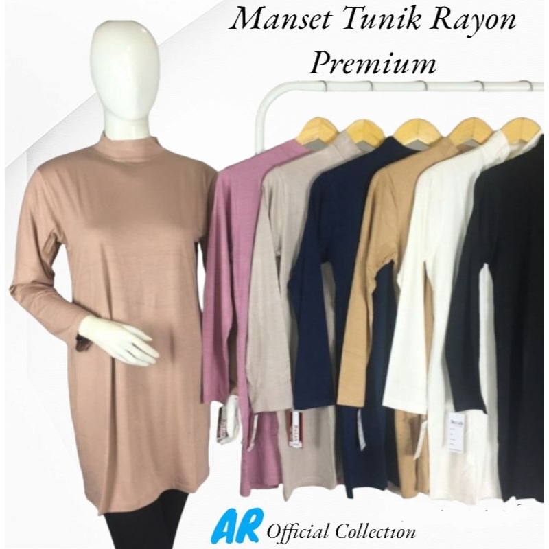 Manset Tunik Rayon Premium, Manset Tunik Basic Turtle Neck Manset Wanita, Tunik Wanita, Tunik