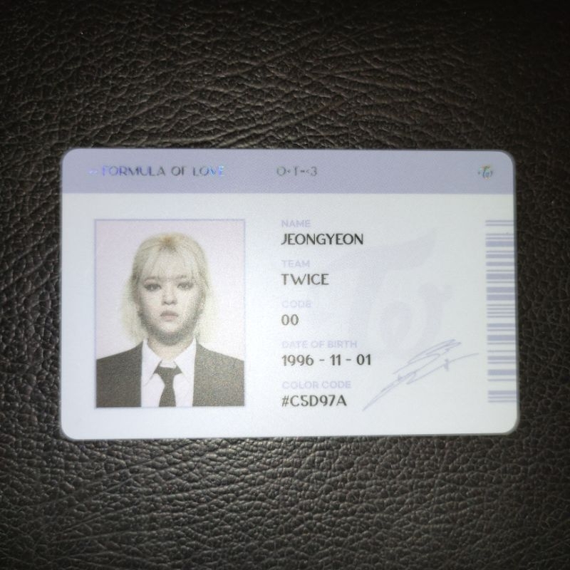 Twice Formula Of Love ID Card Official Photocard Jeongyeon
