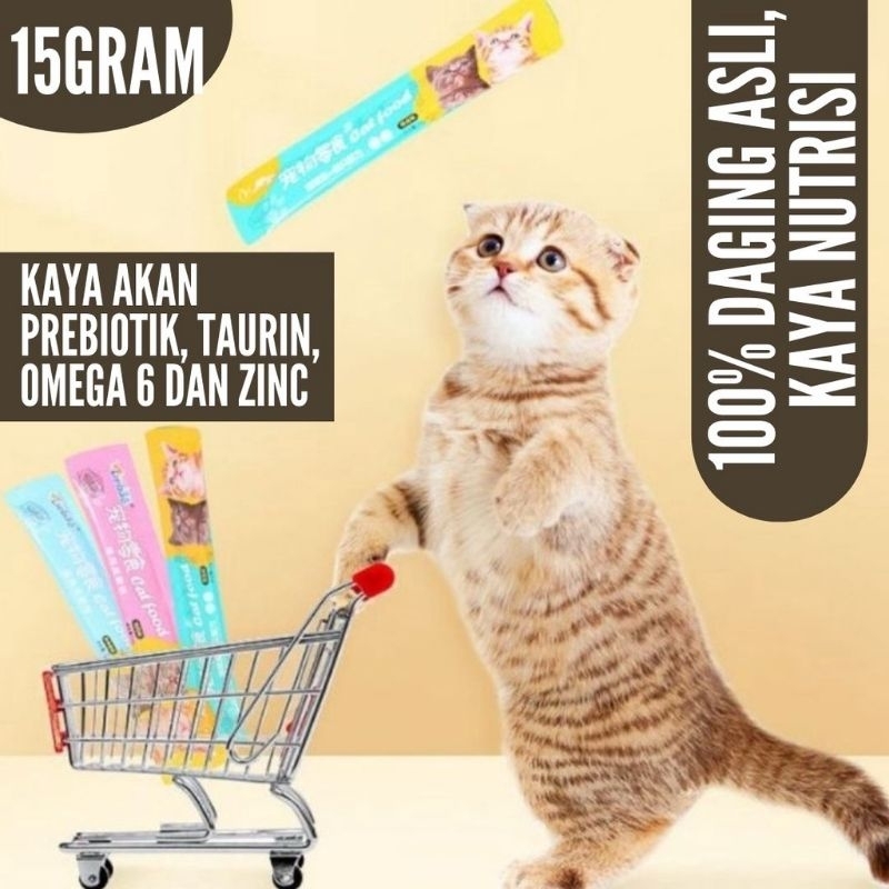 GPSS- LIEBAO CREAMY Snack Kucing 15g Cemilan Kucing Kitten Adult Vitamin Kucing Basah Penggemuk Kucing Minyak Ikan Makanan Kucing Kitten Adult Makanan Kucing Makanan Penggemuk Kucing Vitamin Anjing Snack Kucing Snack Anjing Sosis Kucing Sosis Anjing