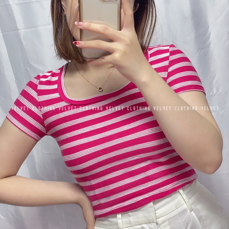 Crop Top Salur knit premium / Crop top Round neck / Croptop Korean 3817