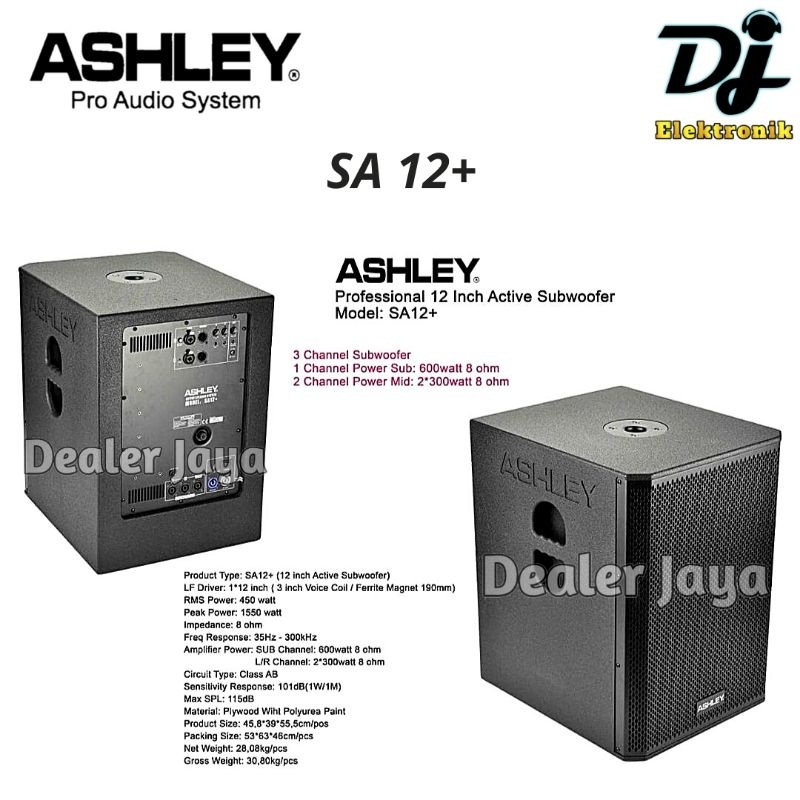 Speaker Subwoofer Ashley SA 12 + / SA12  - 12 inch Aktif