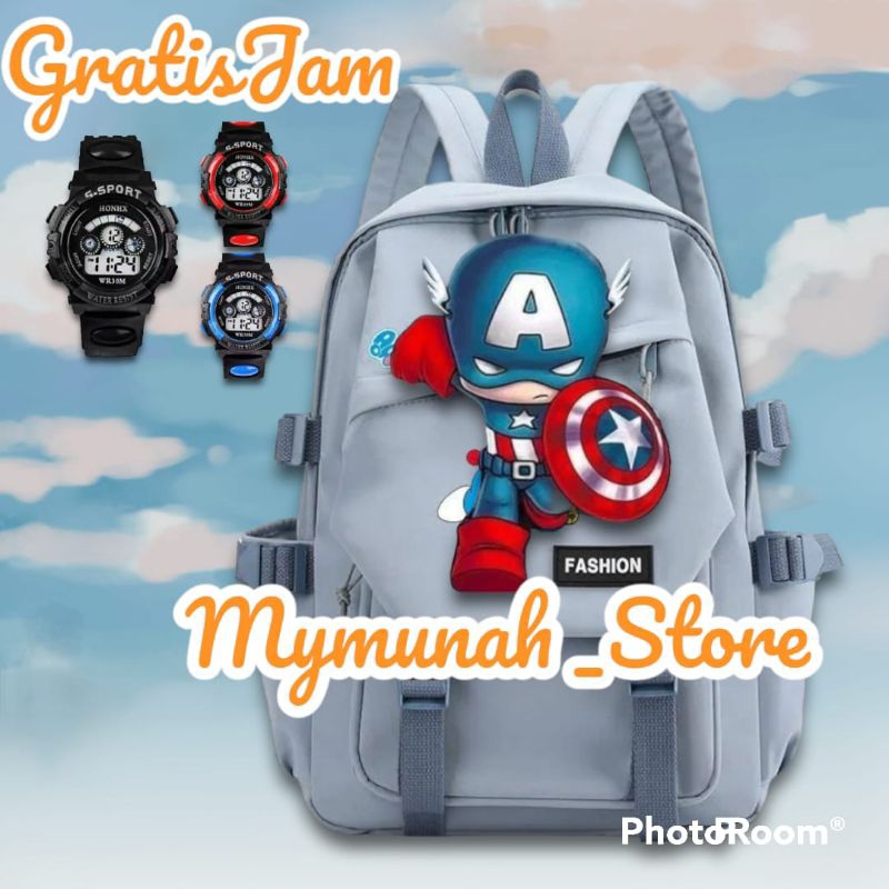 Tas Ransel Fashion Sekolah Anak Laki Laki TK SD Marvel Super Hero