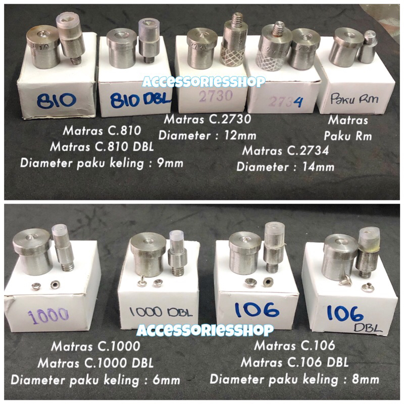 Matras Paku Centang/Keling Set Lengkap Ukuran 6-14mm