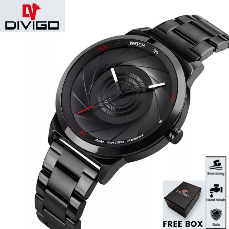 (Terima Cod)Jam Tangan Pria Divigo Original DV-11624 Jarum Free Box Strap Rantai/Stell(Dikirim Jakarta)