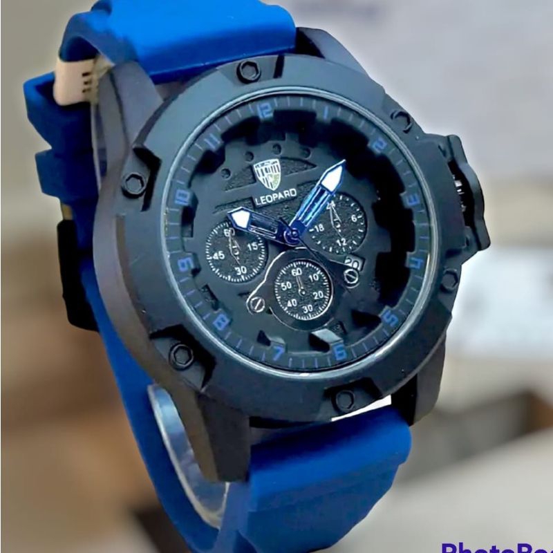 Jam Tangan Leopard A9 Water Tali Rubber Analog Aksesoris Jam Tangan