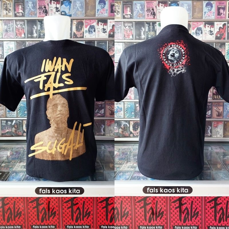 kaos album kaset iwan fals sugali bahan kain katun adem halus tanpa jahitan samping built up