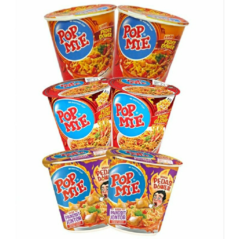 

Pop mie pedas dower rasa pangsit Jontor, rasa pedas dower ayam & goreng pedas gledek ayam 75gr