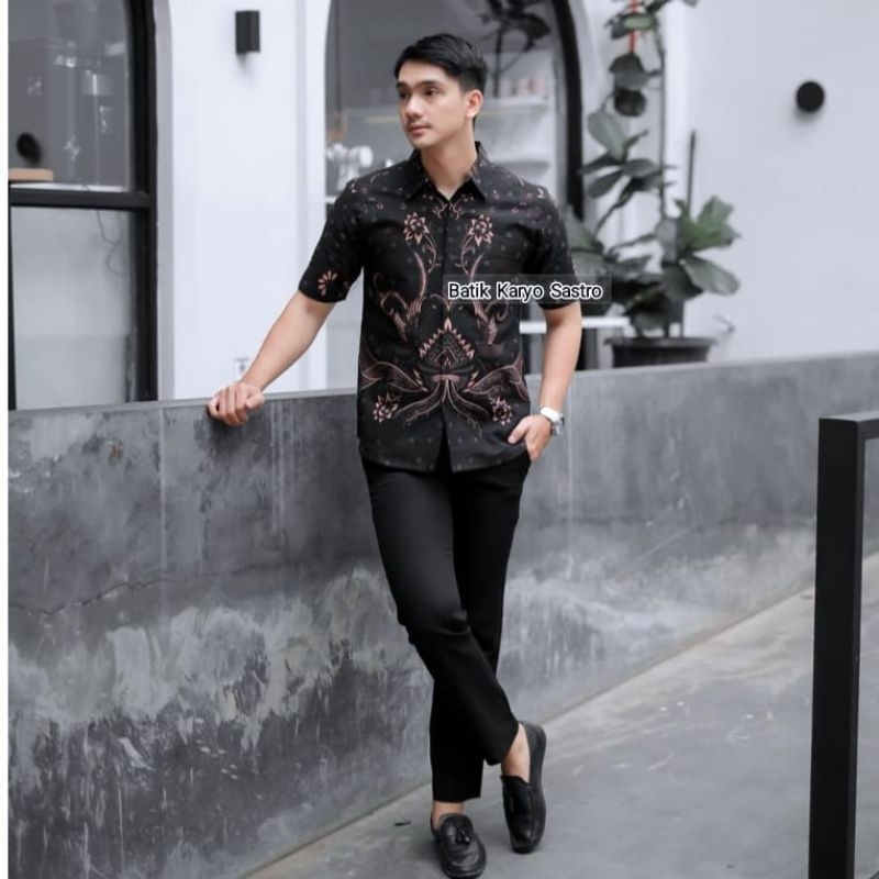 Kemeja Batik Pria Lengan Pendek Slimfit Premium Baju Modern Katun Lapis Furing