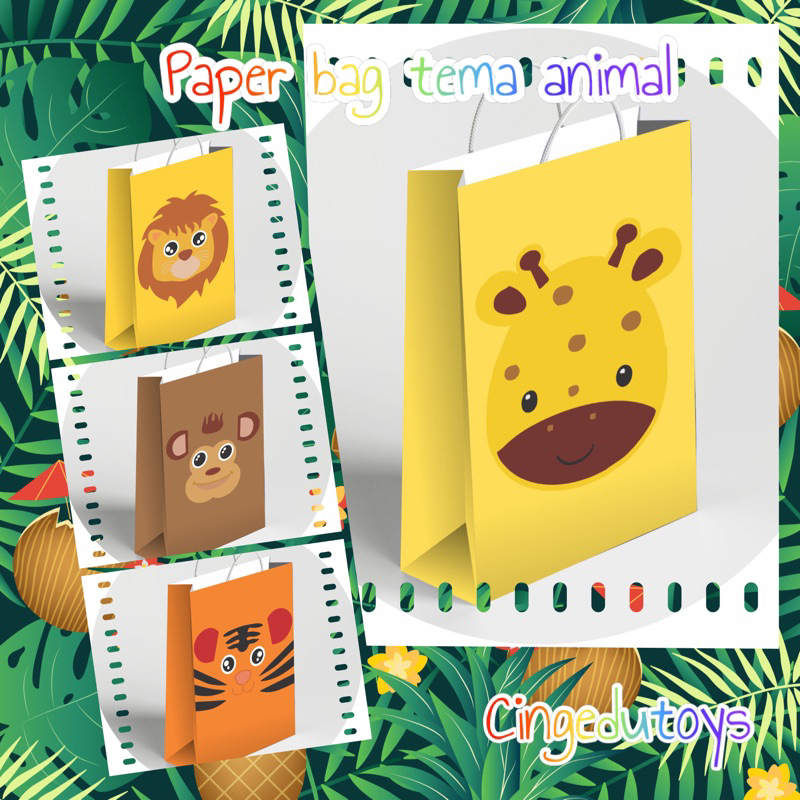 

NEW Paper bag/ goodie bag / jeerapah singa monyet harimau Tas souvenir animal 29x20x7.5cm