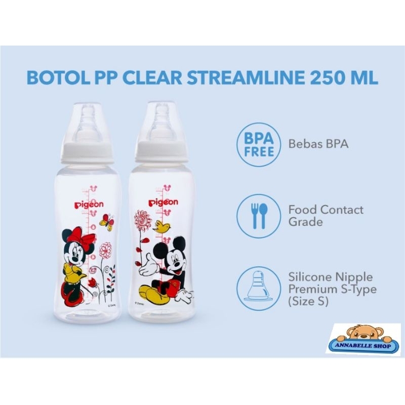 Pigeon Botol PP Clear Streamline Disney Mickey Minnie 250ml